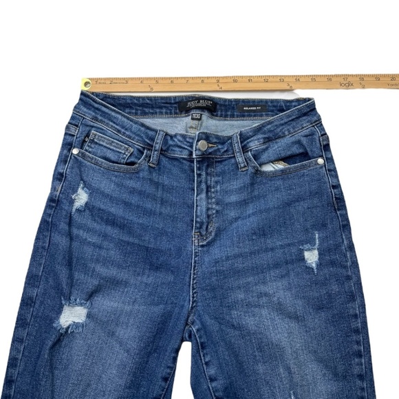 Judy Blue Mid Rise Vintage Relaxed Fit Cropped Distressed Raw Hem Jeans 11/30 - Picture 15 of 16